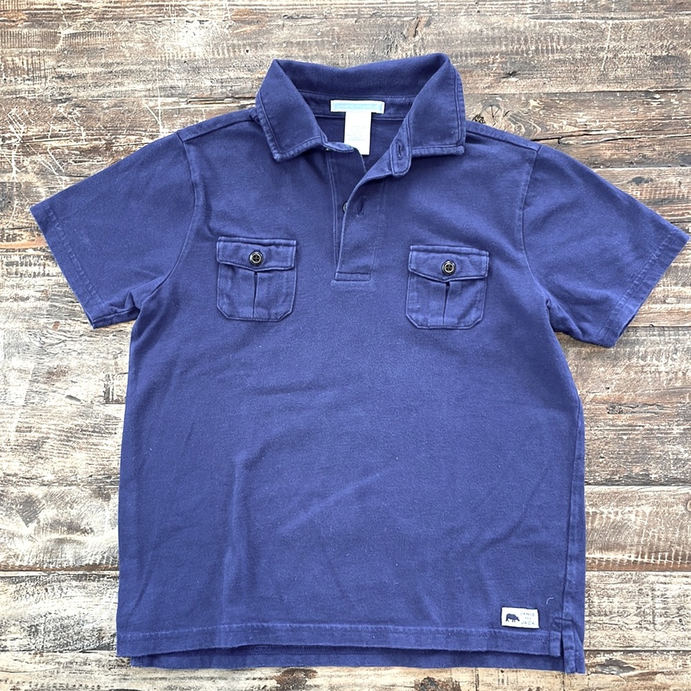Janie and Jack Boys size 7 polo Navy Blue
